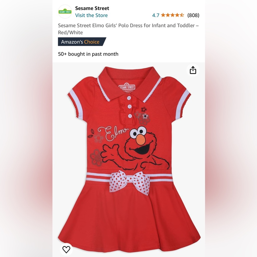 Sesame Street Elmo Girls’ Polo Dress